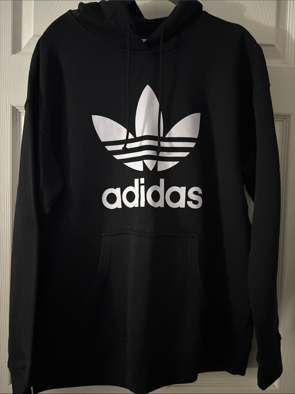 adidas Black Crewneck Hoodie with White Trefoil Logo